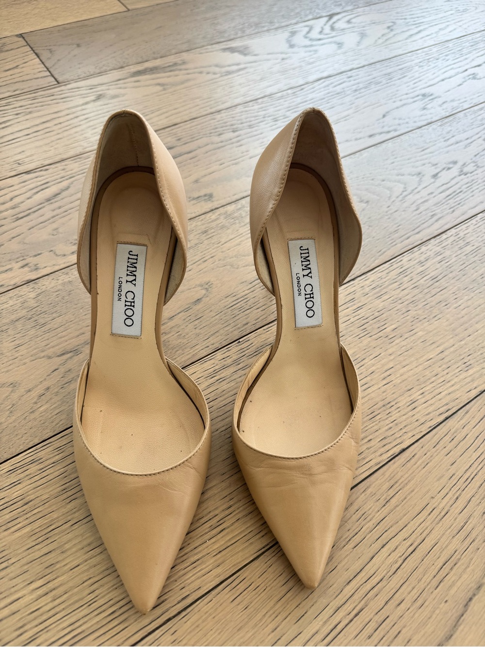 Jimmy Choo Beige Pointed D'Orsay Pumps -3.5inch heel